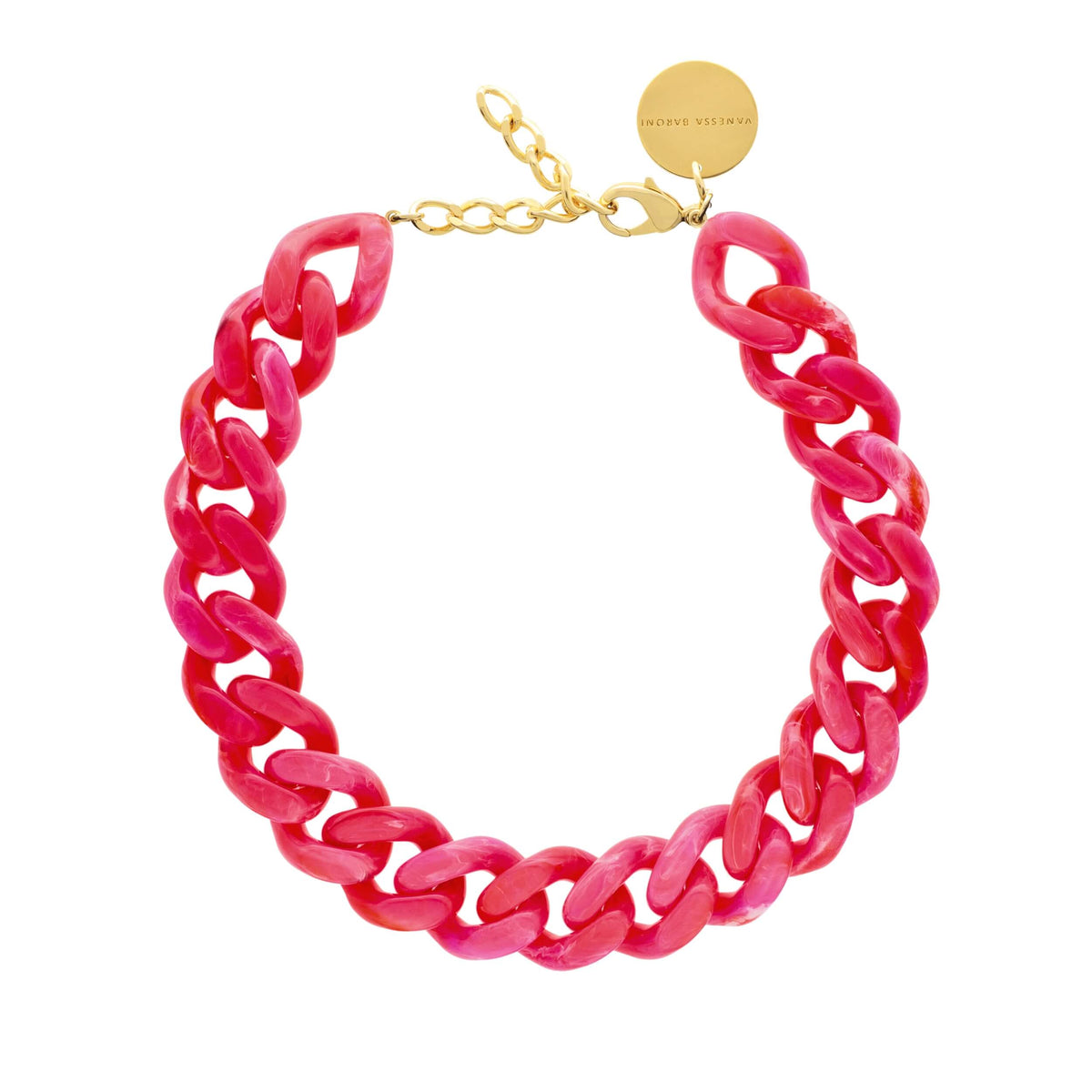 Flat Chain Necklace Pink Marble