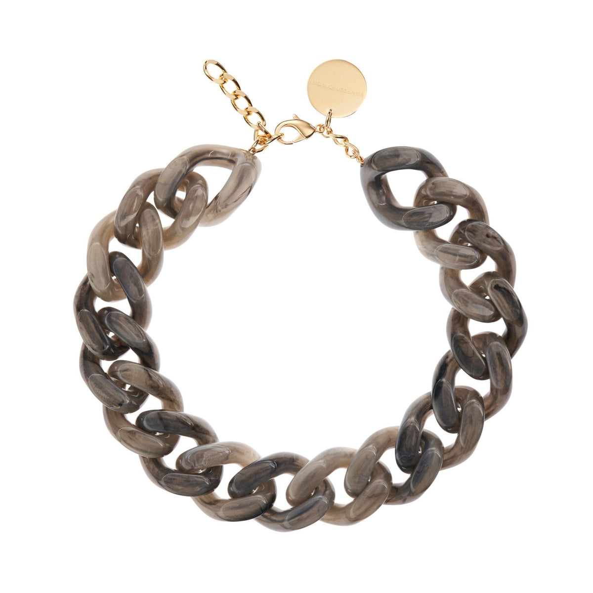 BIG Flat Chain Necklace Grey Marble
