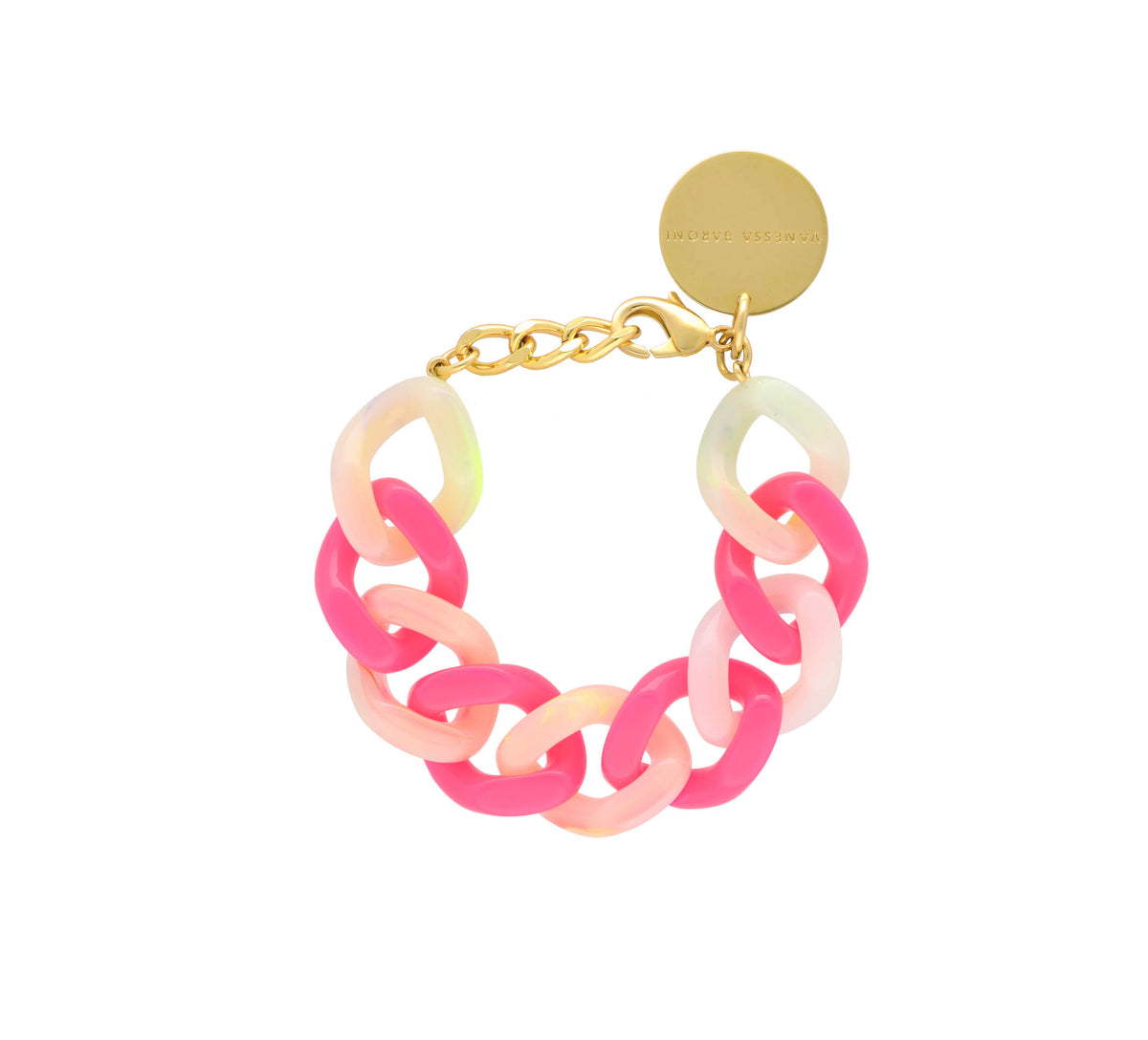 Flat Chain Bracelet Pink - Neon Rainbow