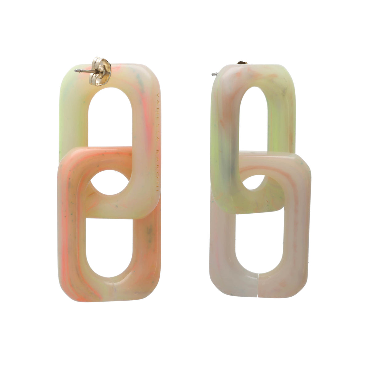 SQUARED Double Earring Small neon rainbow