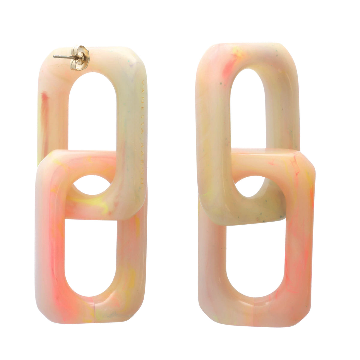 SQUARED Double Earring Large neon rainbow