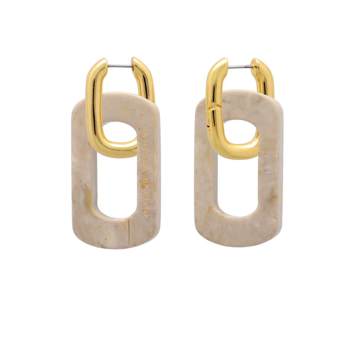 Edge with gold Earring Travertine