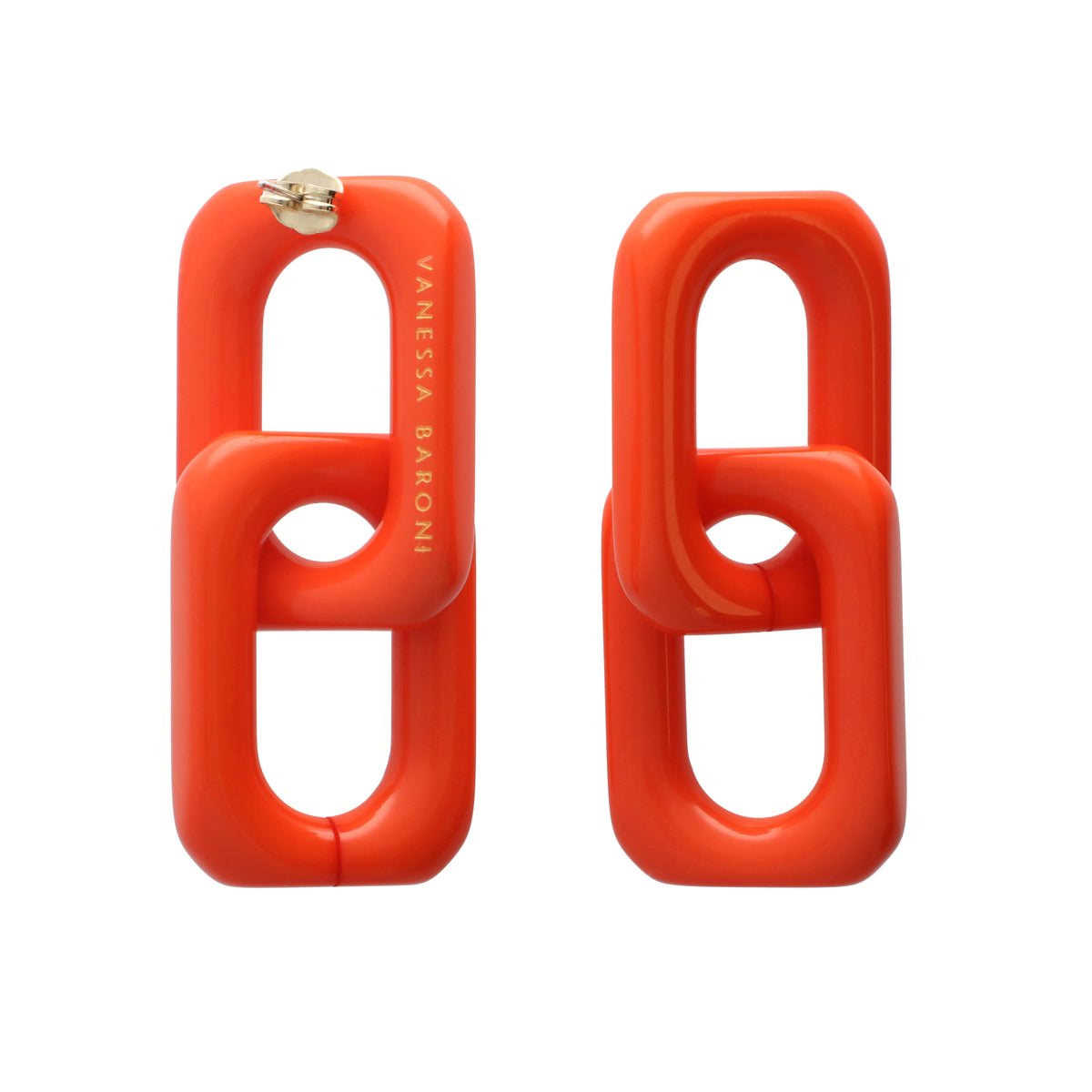 SQUARED Double Earring Small orange