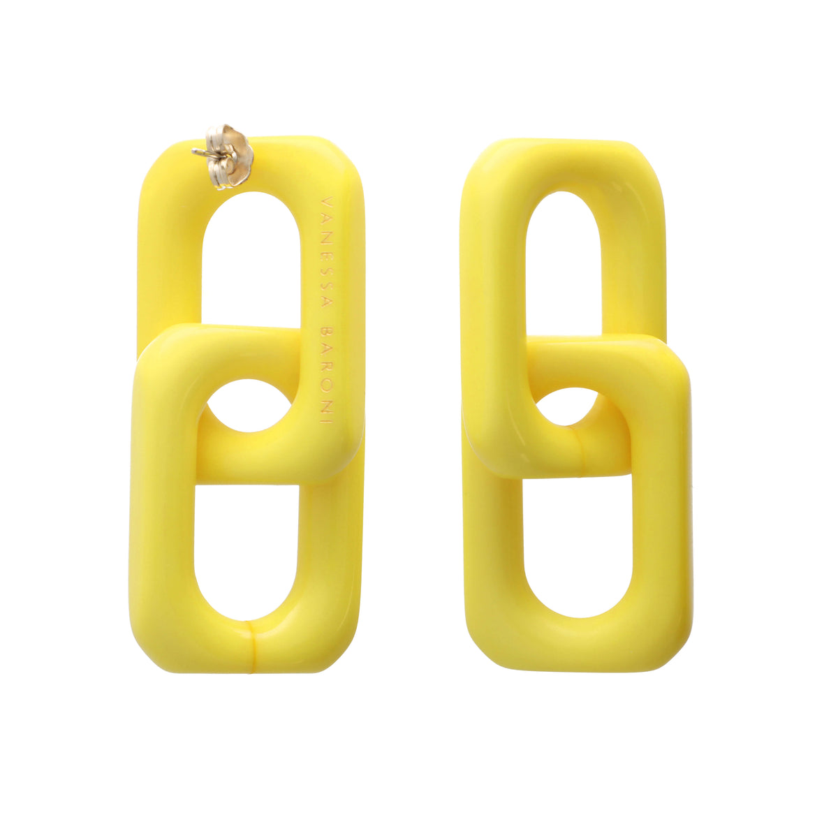 SQUARED Double Earring Small yellow