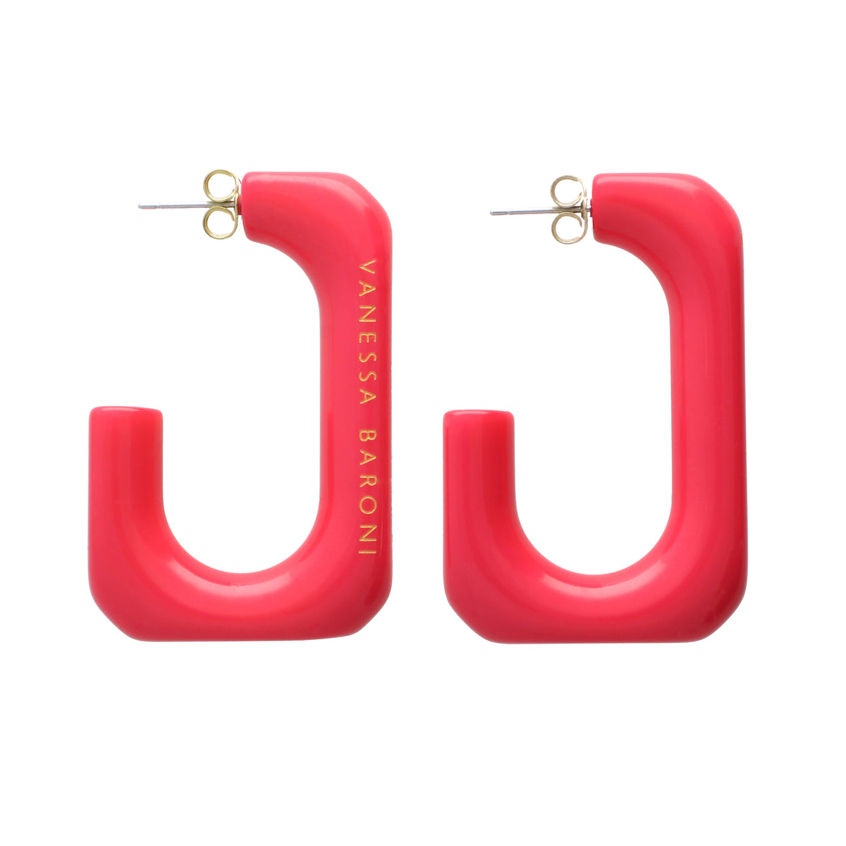 SQUARED Single Earring Large pink