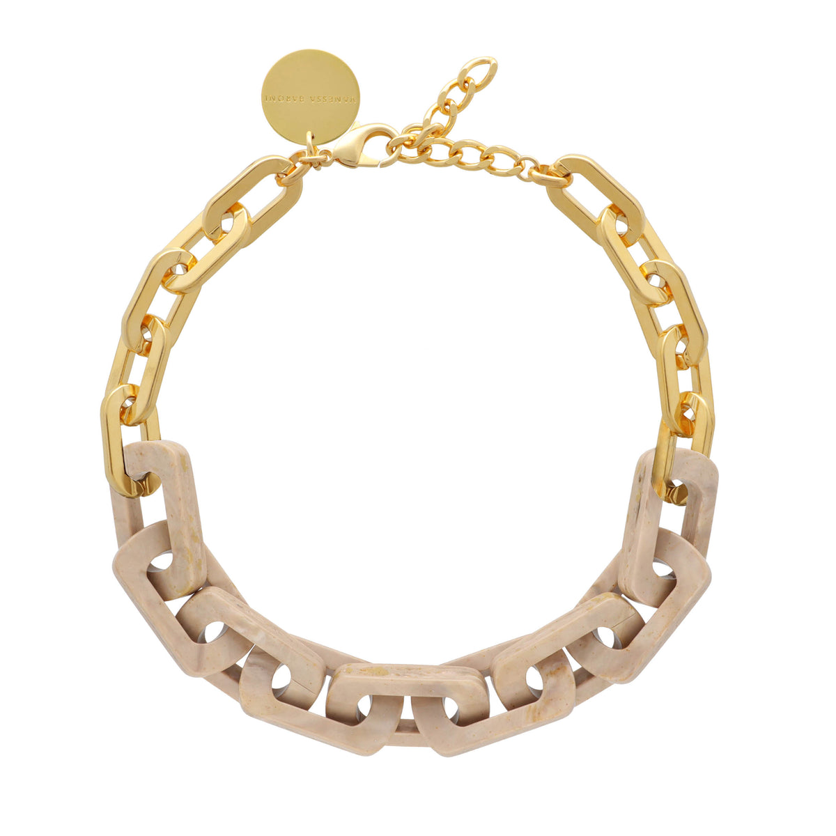 Edge Necklace with Gold - Travertine