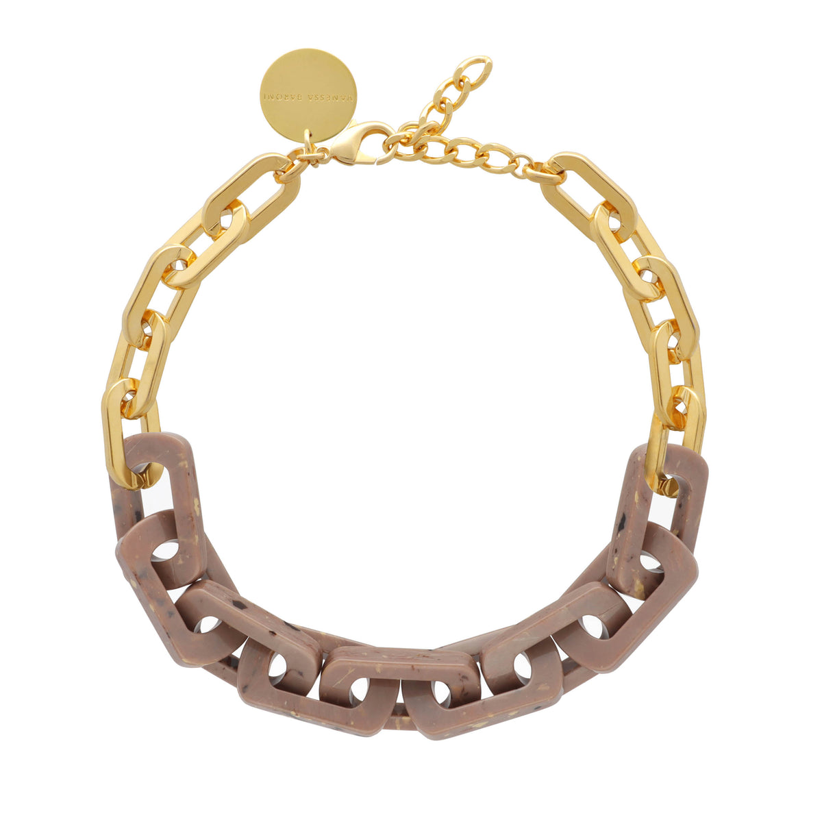 Edge Necklace with gold - Brown Marble