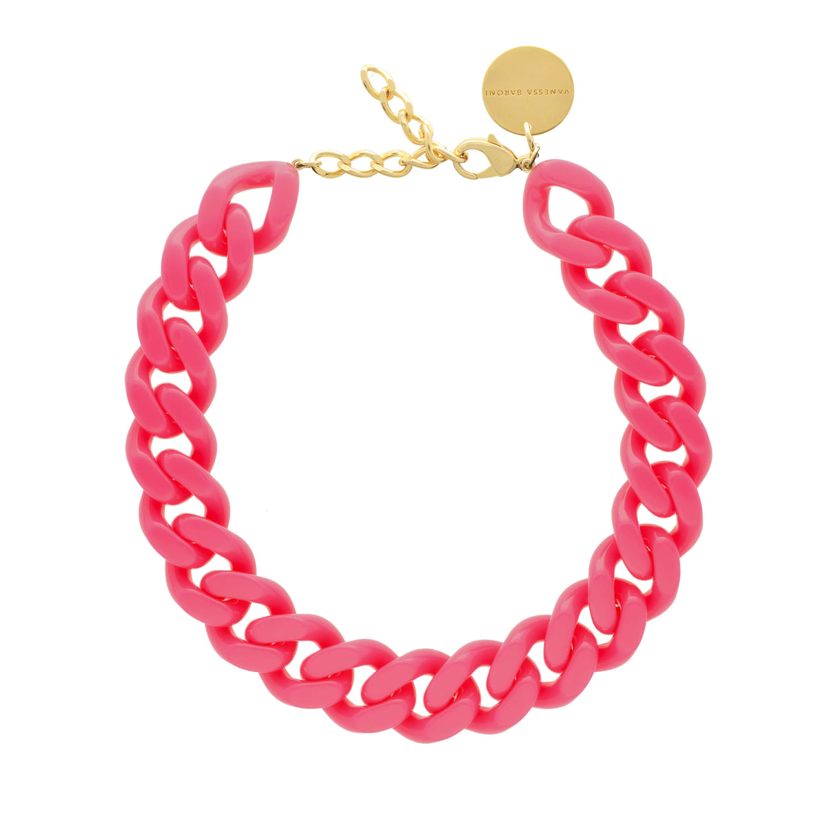 Flat Chain Necklace Pink