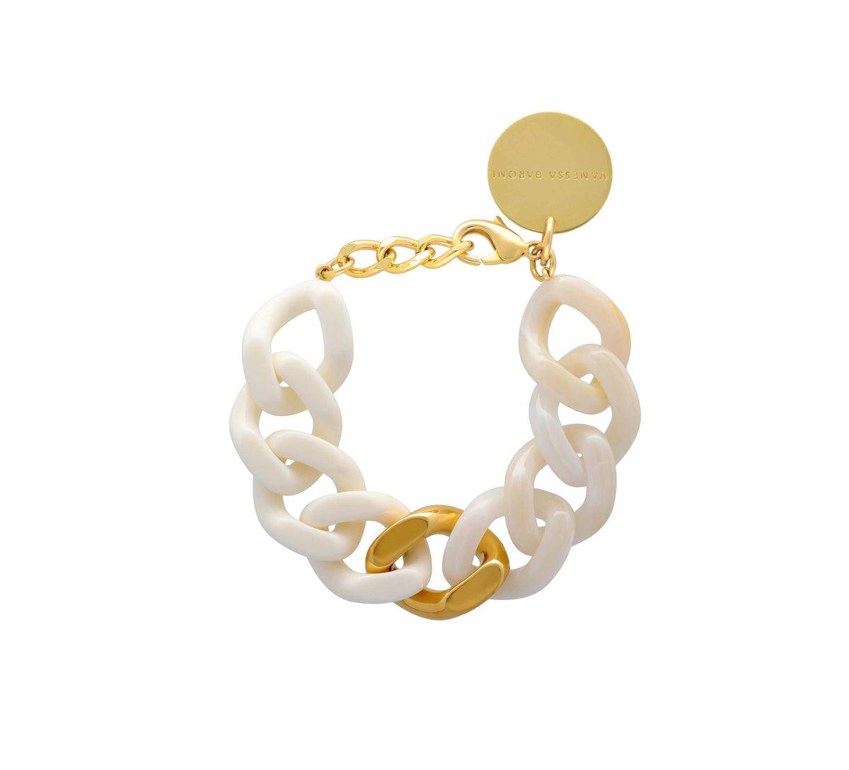 Flat Chain Bracelet 2 color with Gold - Pearl Marble - Off White