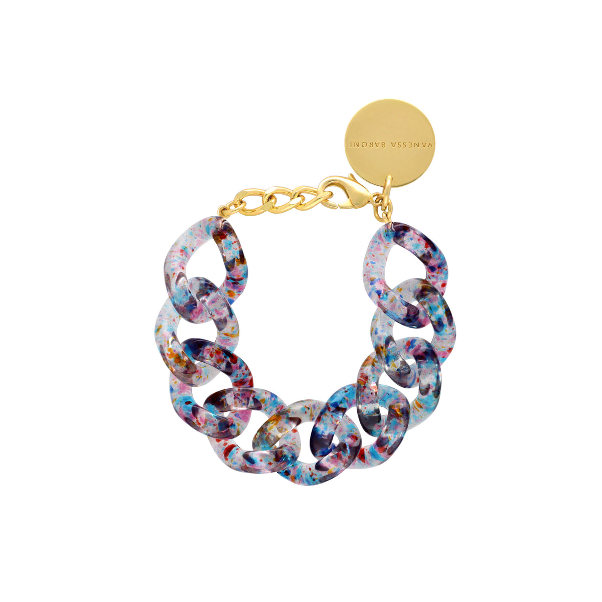 Flat Chain Bracelet Confetti Blue