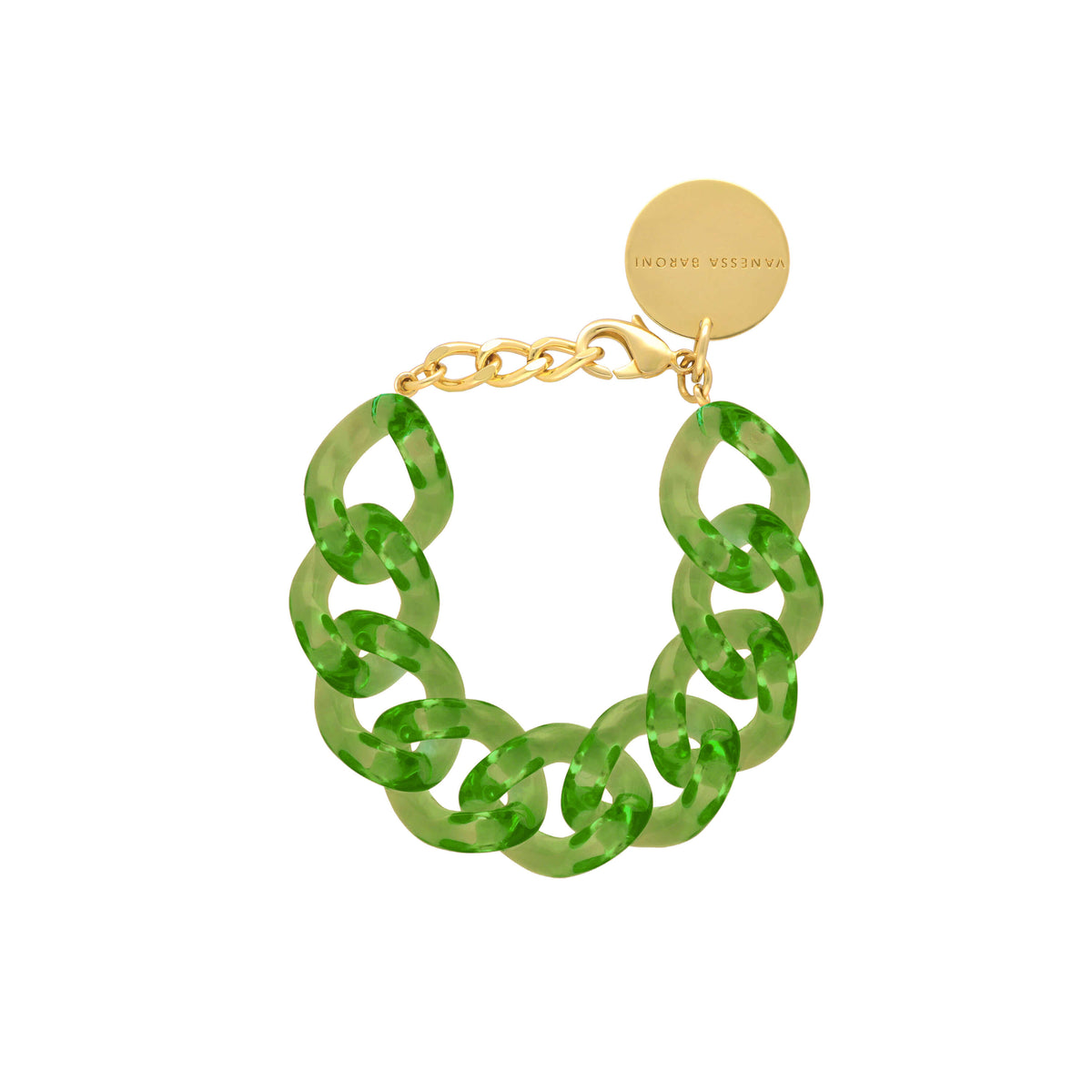 Flat Chain Bracelet Clear Green