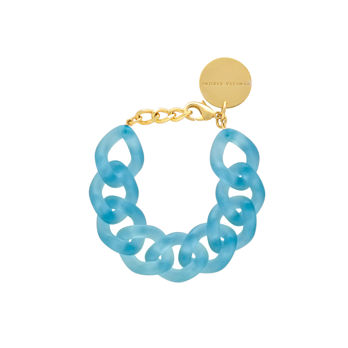 Flat Chain Bracelet Iced Blue