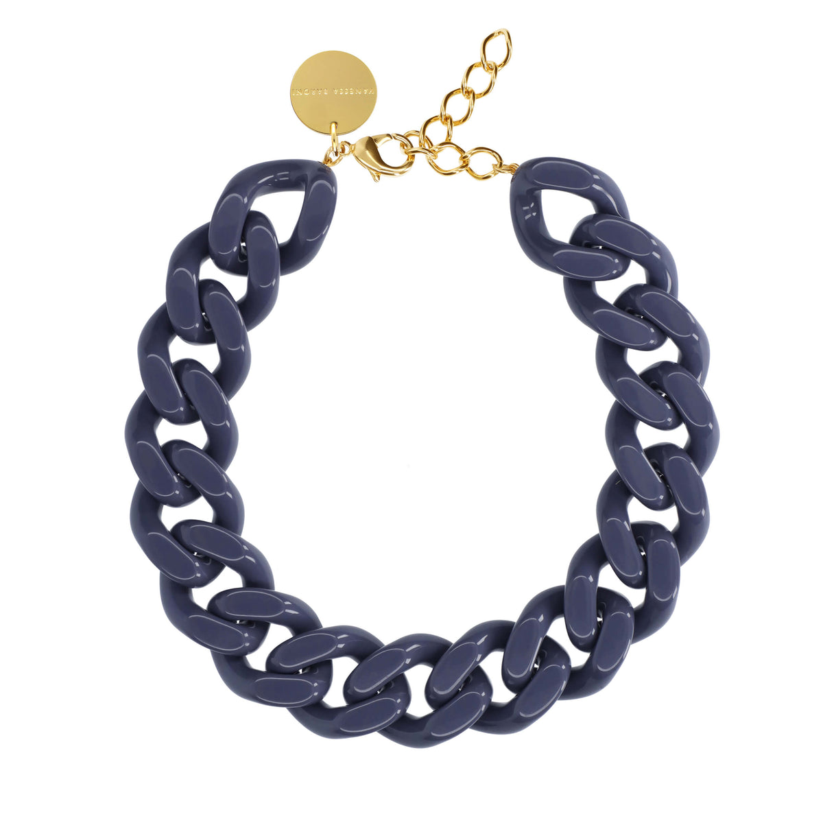 BIG Flat Chain Necklace grey-blue