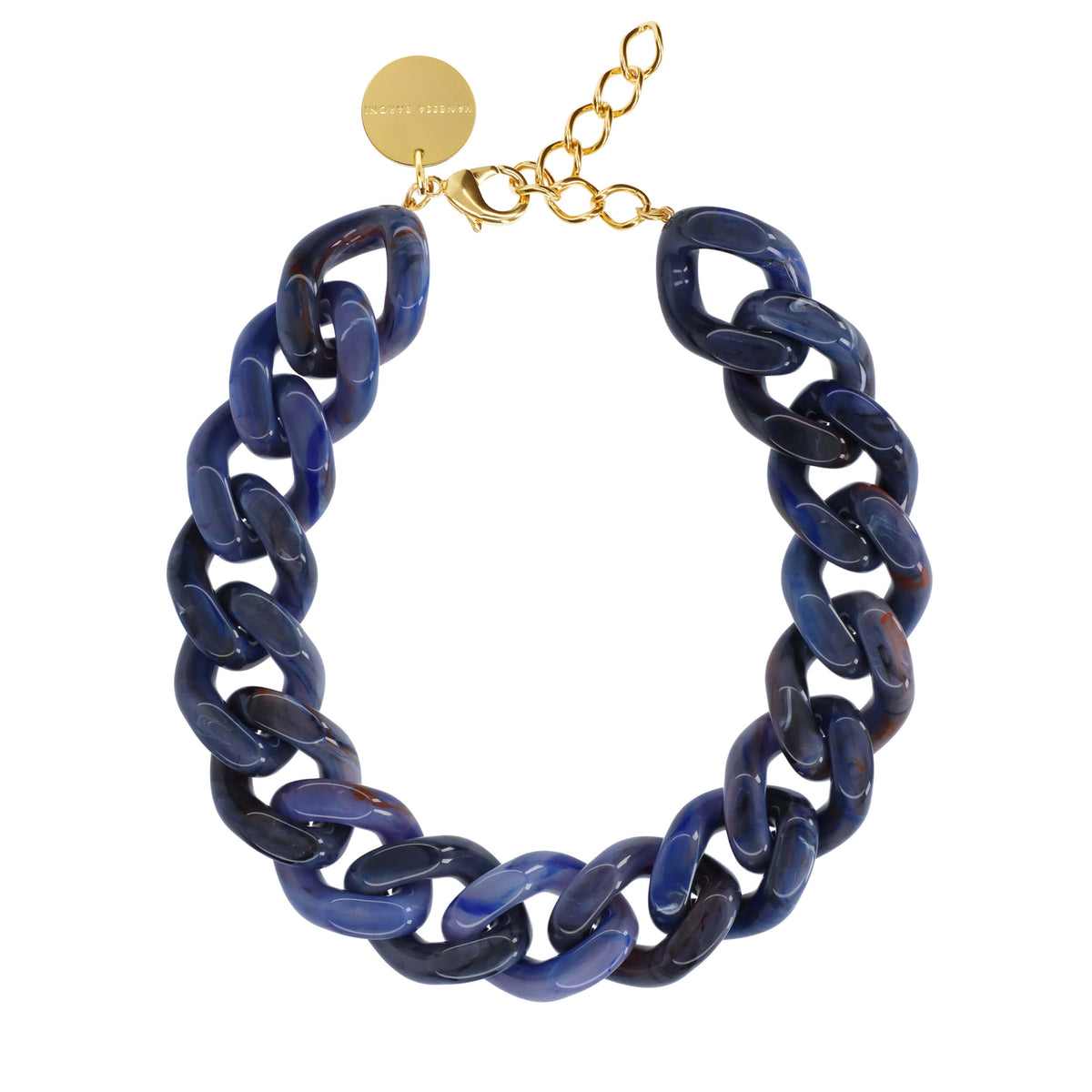 BIG Flat Chain Necklace navy marble