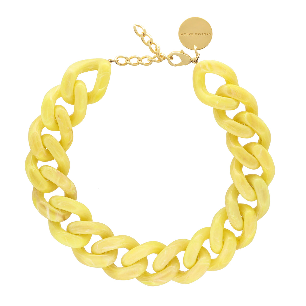 BIG Flat Chain Necklace Yellow Marble