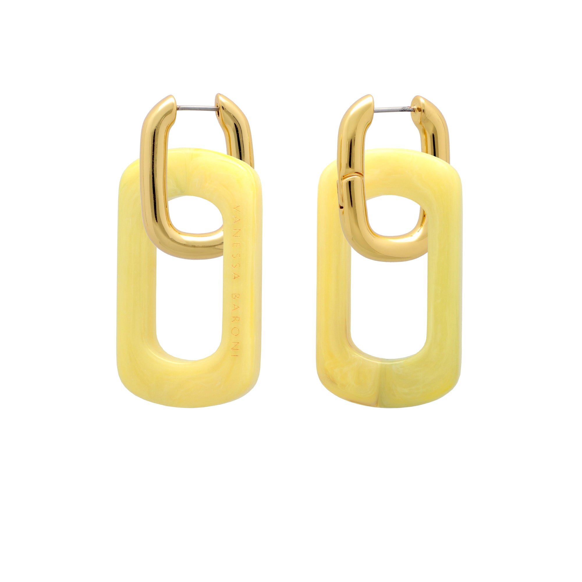 Edge with Gold Earring Yellow Marble - Vanessa Baroni