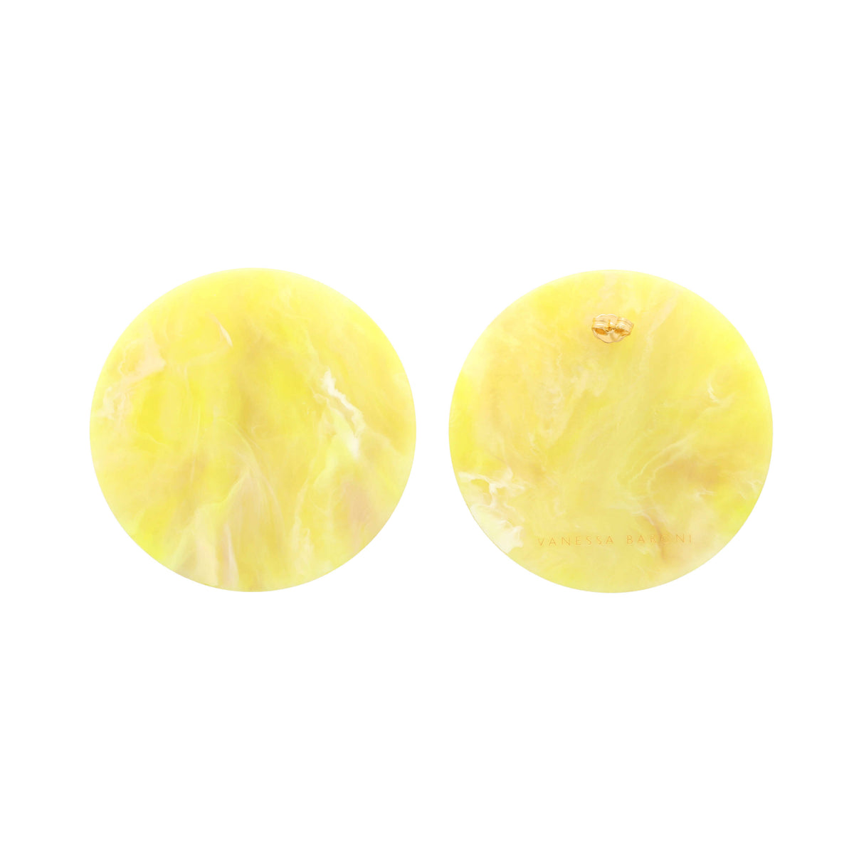 Disc Earring Yellow Marble