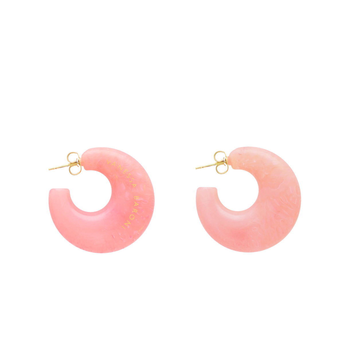 Moon Earring Neon Pink Marble
