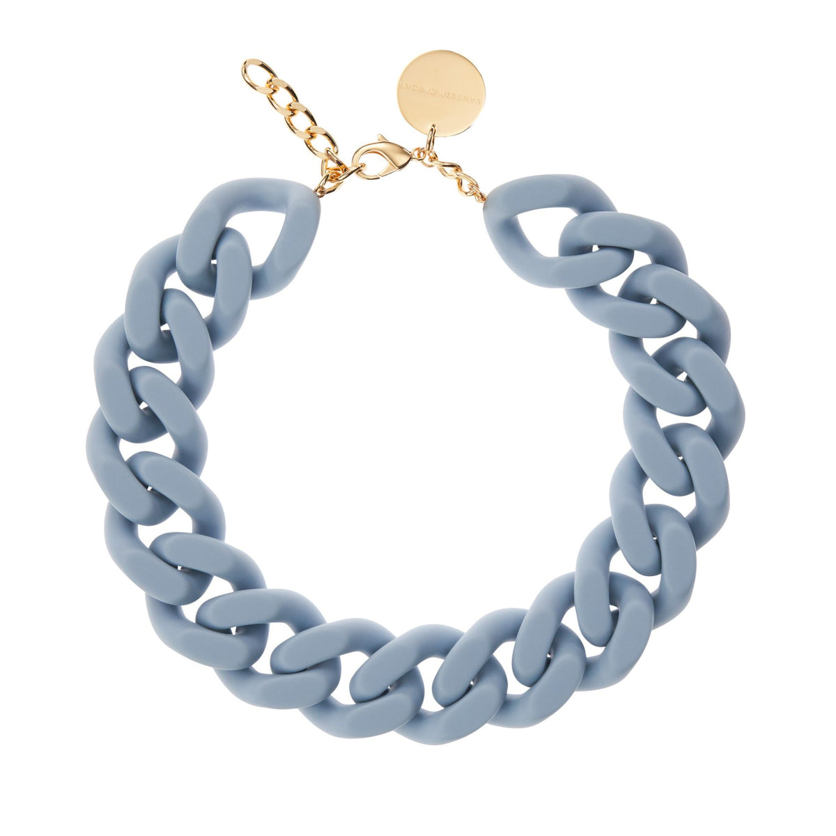 BIG Flat Chain Necklace Matt Pigeon Blue