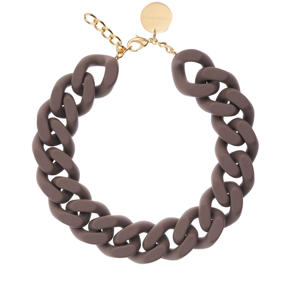 BIG Flat Chain Necklace Matt Taupe