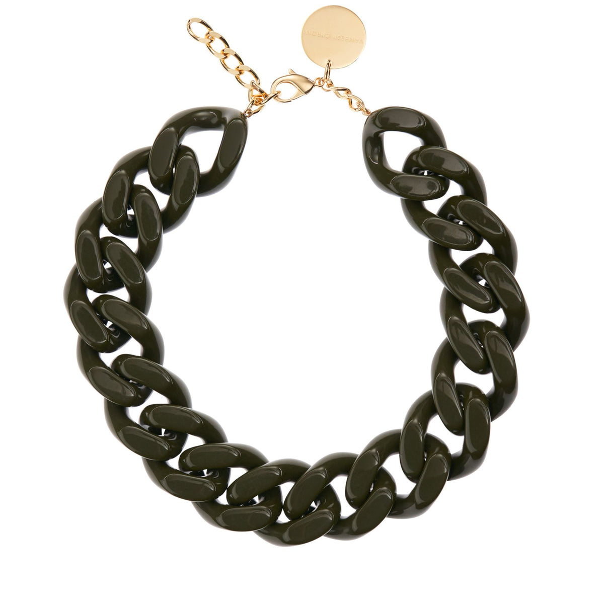 BIG Flat Chain Necklace Winter Olive