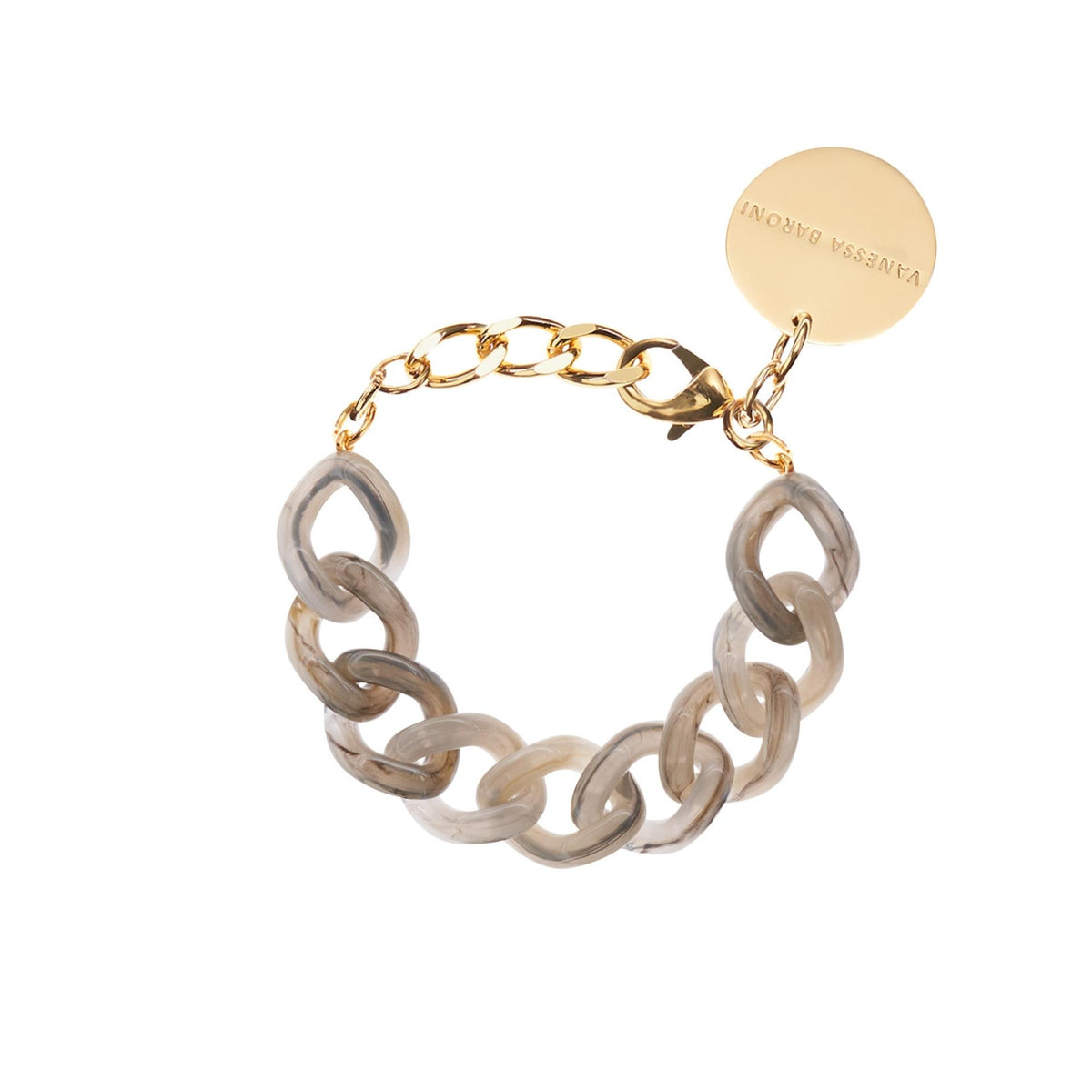 Flat Chain Bracelet Grey Marble