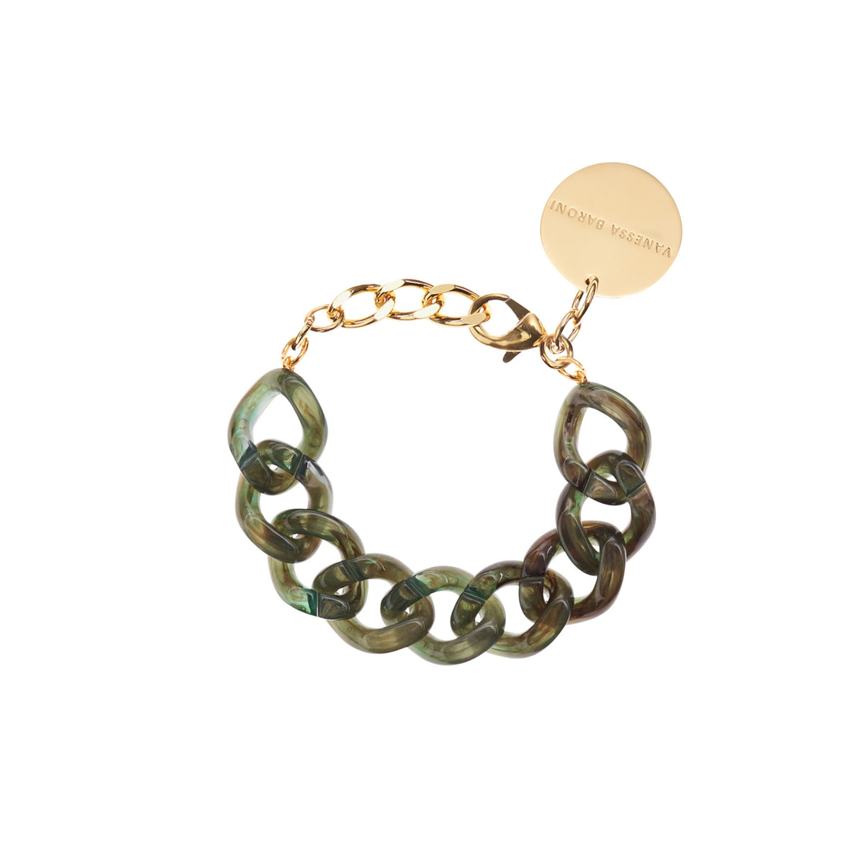 Flat Chain Bracelet Olive Marble