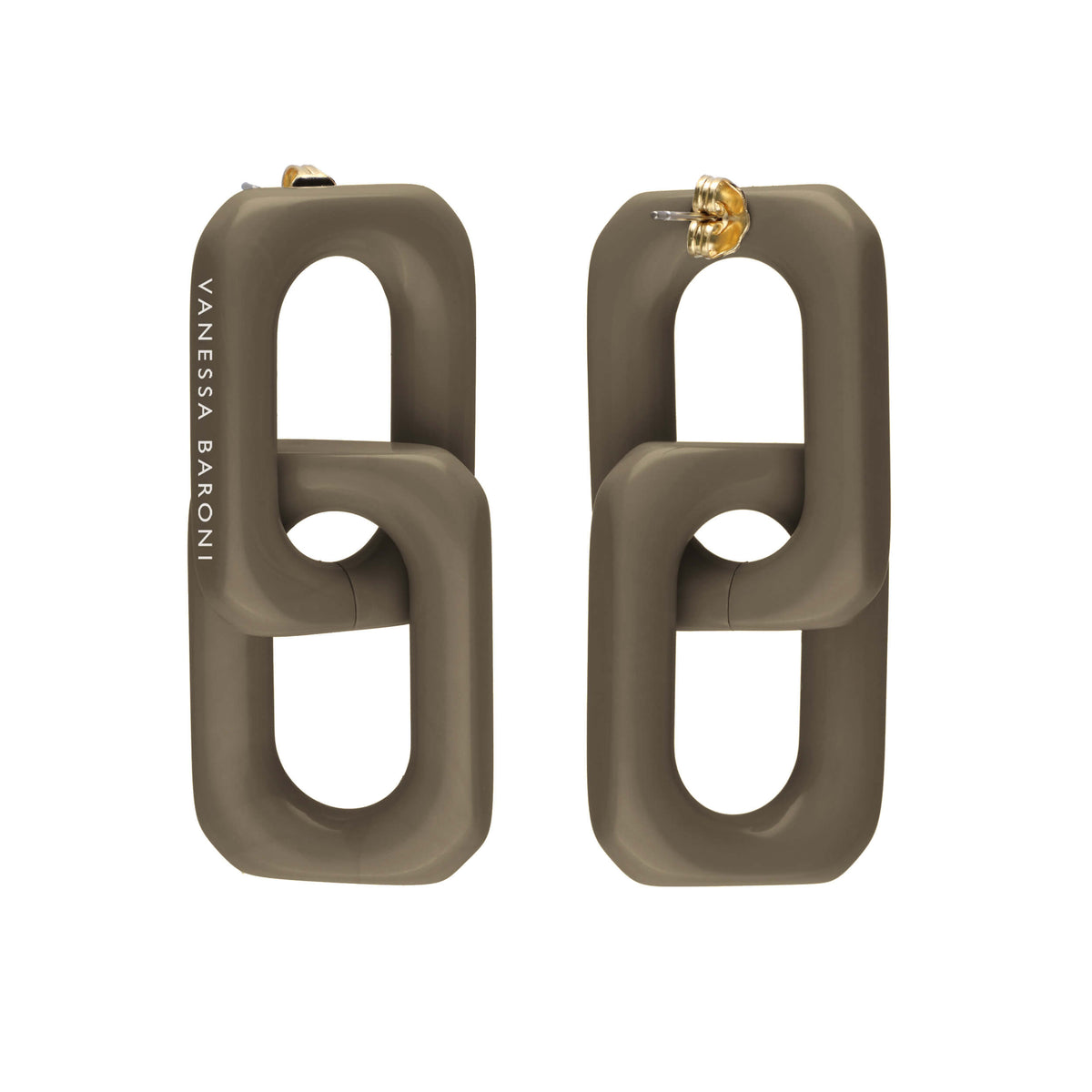 SQUARED Double Earring Small olive